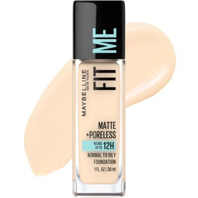 Maybelline Fit Me Matte + Poreless Liquid Foundation Makeup, 110 Porcelain, 1 fl oz